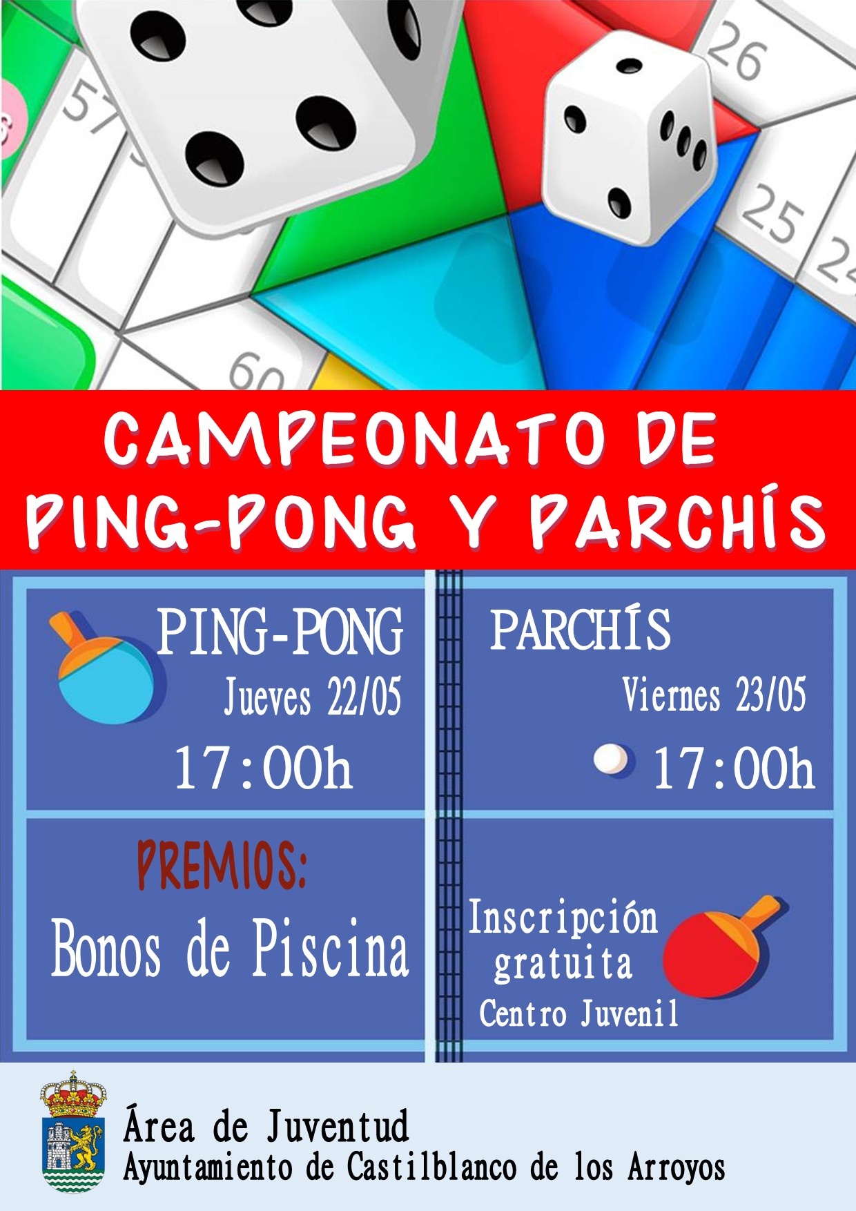 CARTEL CAMPEONATO DE PING-PONG Y DE PARCHÍS