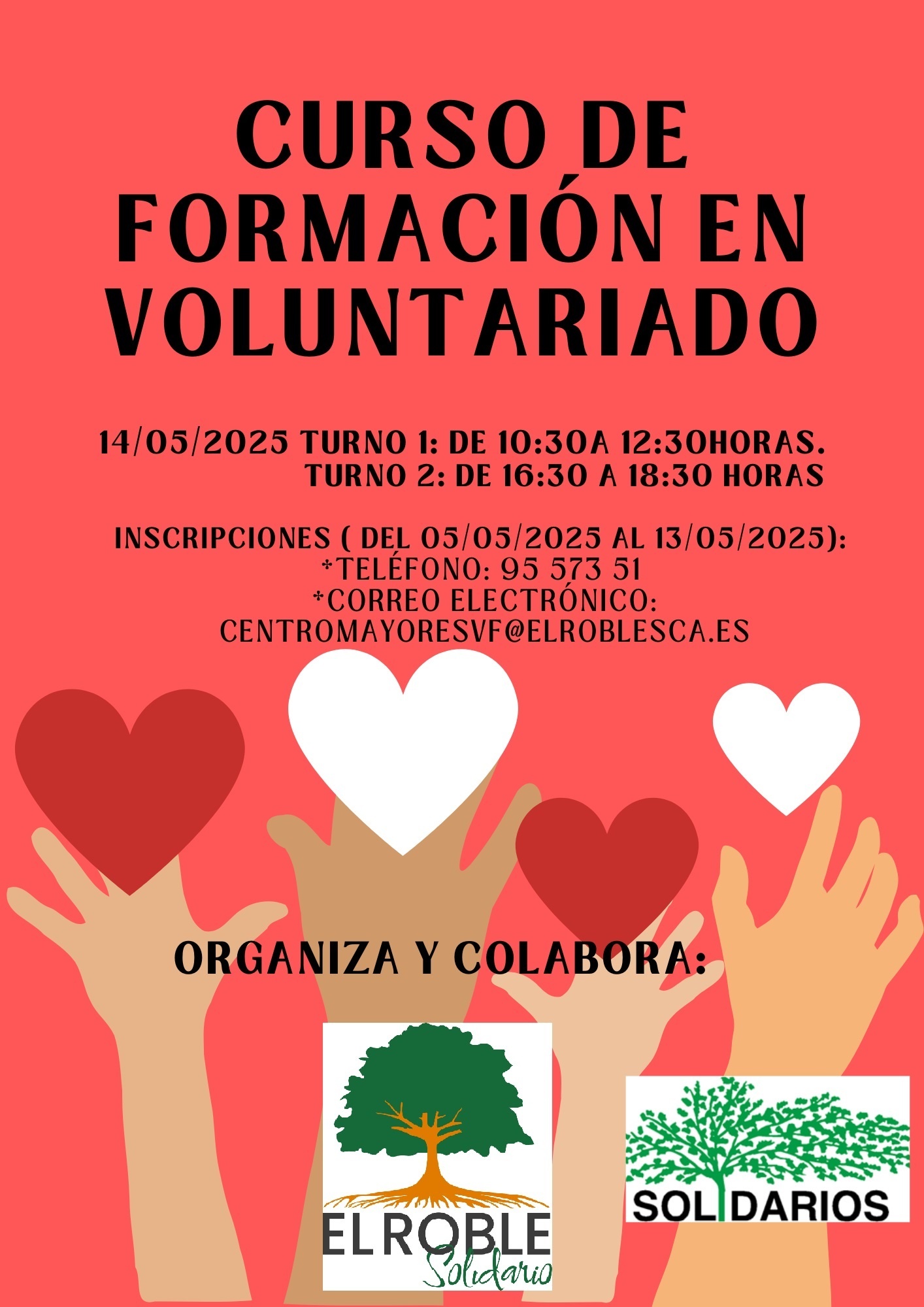 Cartel vertical voluntariado ilustrado rojo